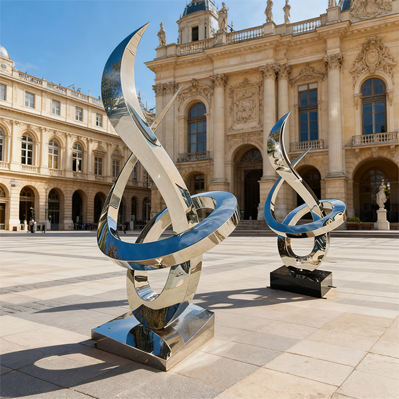 مجسمه فلزی کارآمد آبی و نقره ای