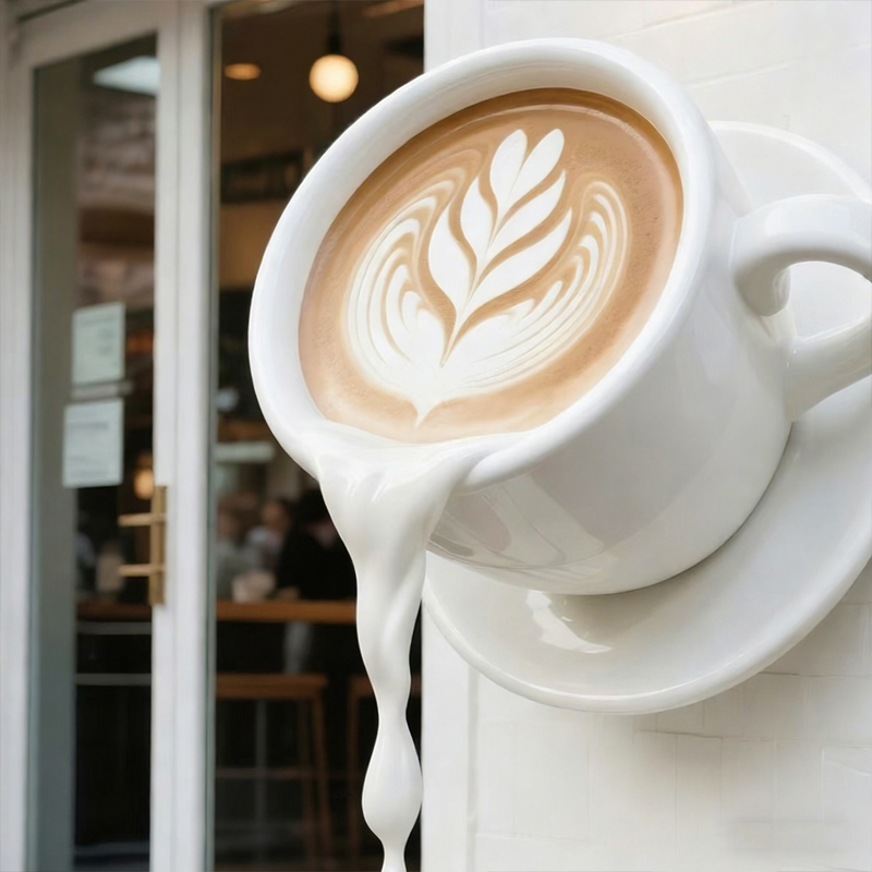 مجسمه تزئینی فنجان قهوه شناور فایبرگلاس