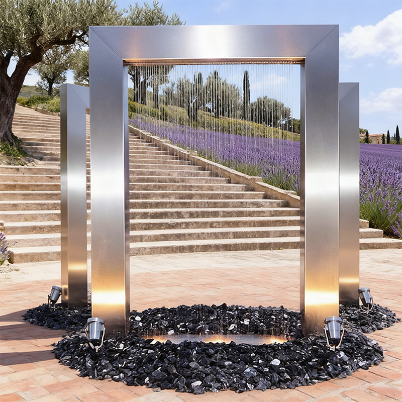 مجسمه پرده آب از فولاد ضد زنگ Gateway of Time